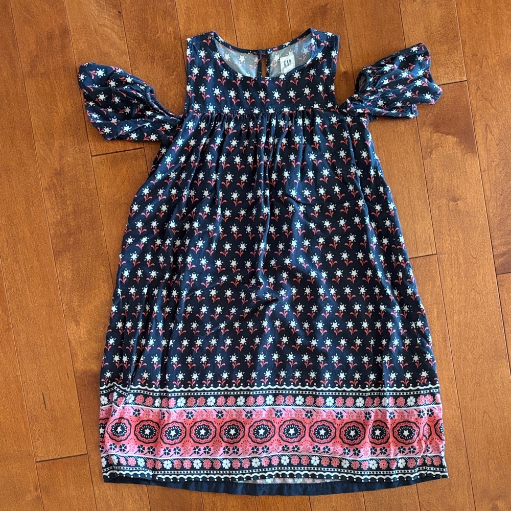 GAP Navy Floral Cold Shoulder Dress